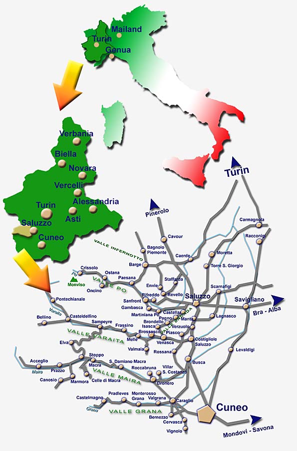 Karte der Provinz Cuneo