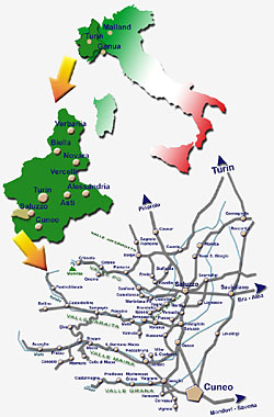 Karte der Provinz Cuneo